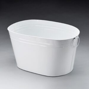 Oval Metal Pail - White