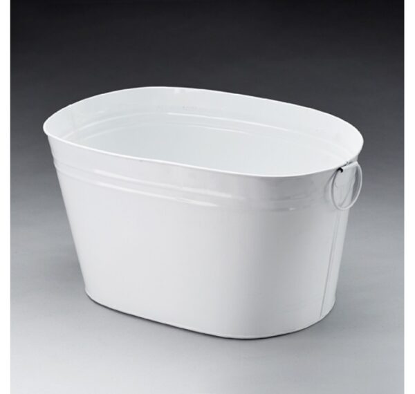Oval Metal Pail - White