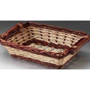 Two-Tone Willow Tray with Wooden Ear Handles
