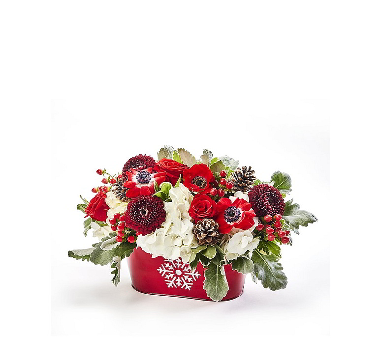 Oval Metal Container with Snowflake Design - Image 2