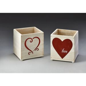 Wooden Cube with Heart Design