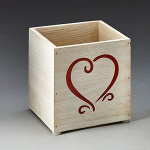 Wooden Cube with Heart Design