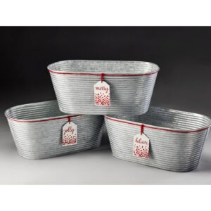 Ribbed, Galvanized Oval Metal with "Gift Tags"