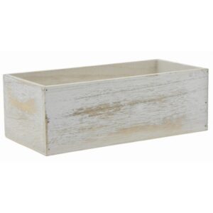 White Washed Rectangular Wooden Container