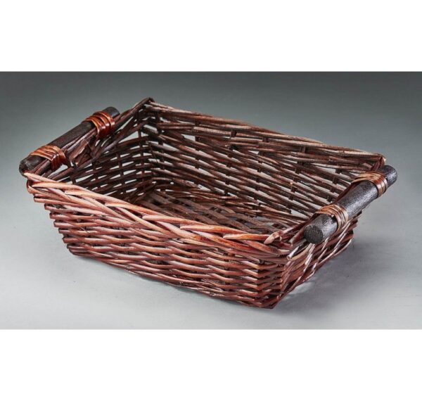 Rectangular Willow Tray with Wooden Ear Handles