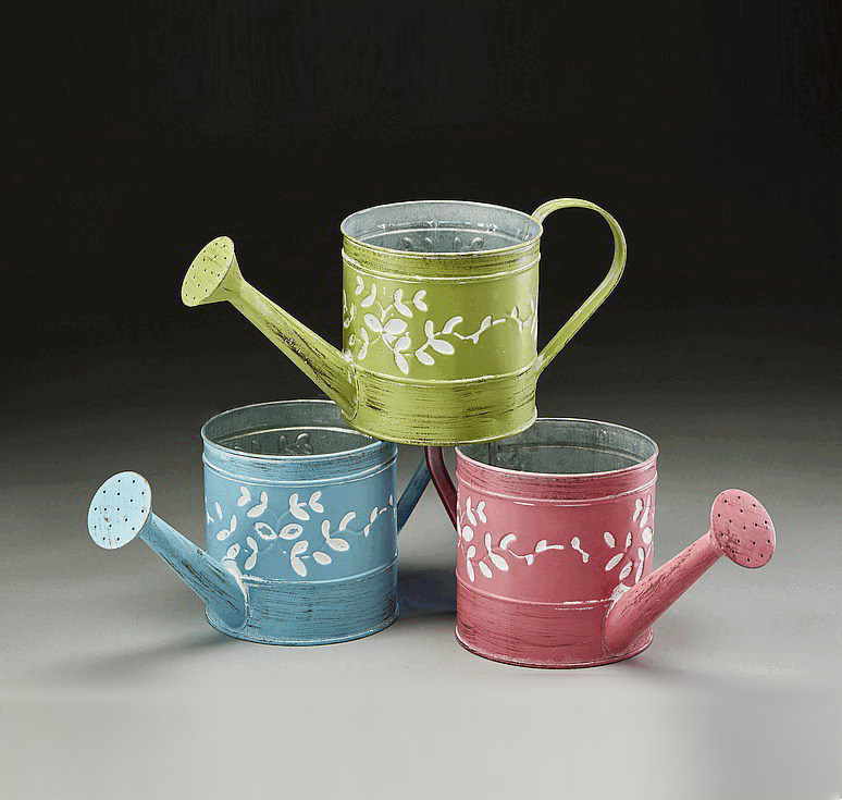 Assorted Color Metal Watering Cans