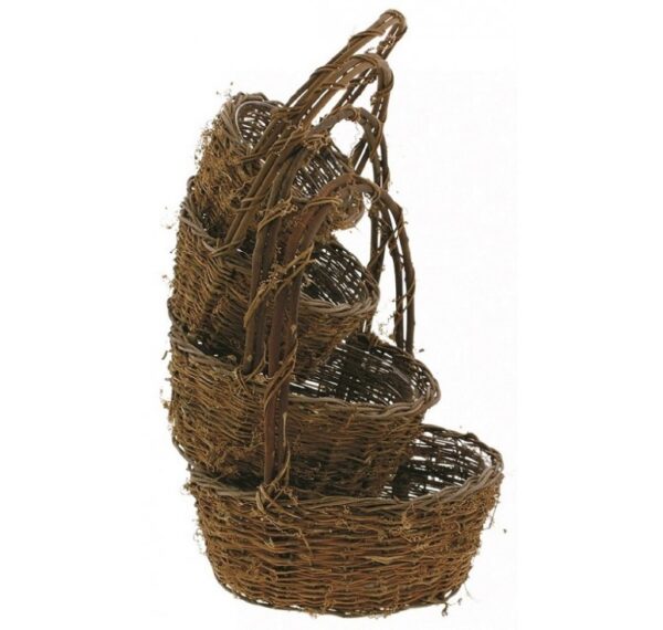 Set of 4 Round "Twiggy Vine" Willow Basket