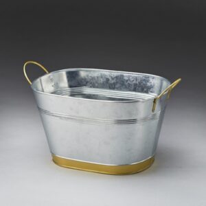 Galvanized Metal with Gold-Tone Trim