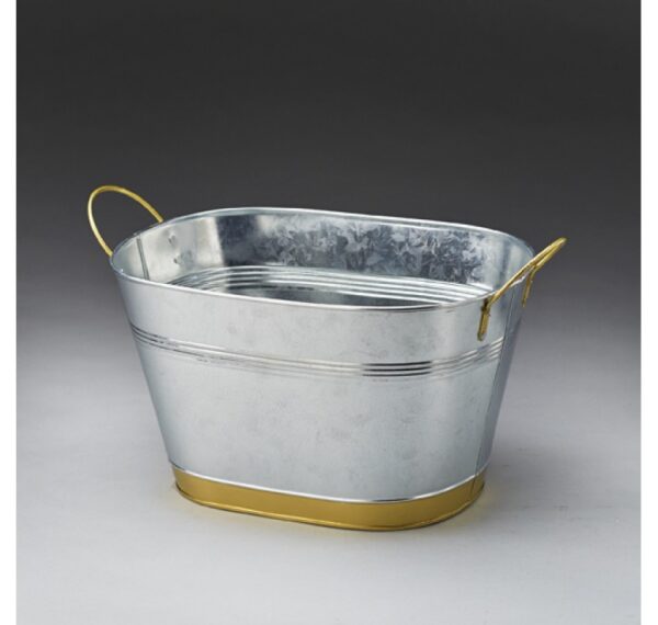 Galvanized Metal with Gold-Tone Trim