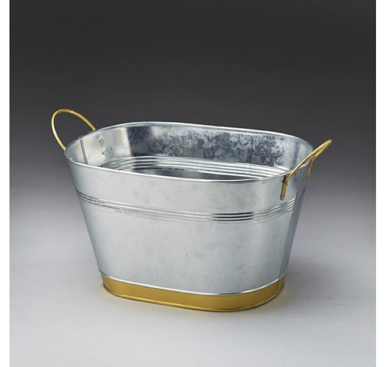 Galvanized Metal with Gold-Tone Trim