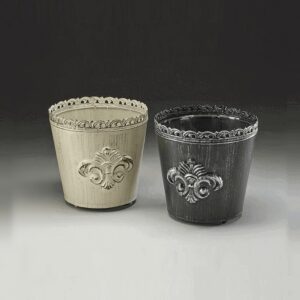 Round Metal Container with Embossed Fleur de Lis
