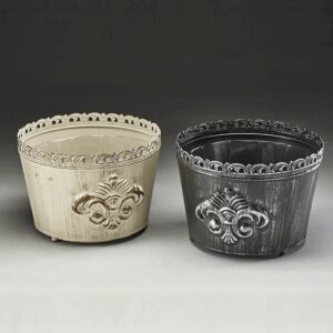 Round Metal Container w/Embossed Fleur de Lis