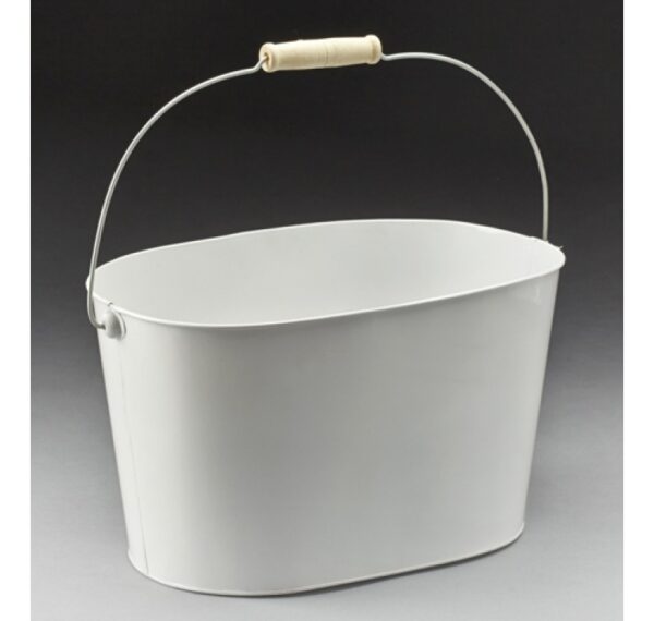White Metal Pail with Drop Handle