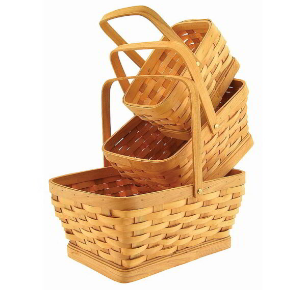 Buff Color Rectangular Woodchip Set of 3