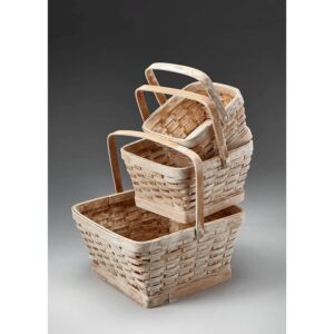 White Wash Rectangular Woodchip Set of 3