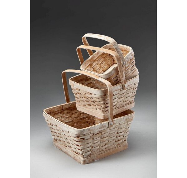 White Wash Rectangular Woodchip Set of 3