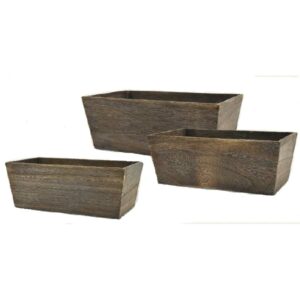 Brown Stain Set of 3 Wooden Container