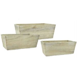 White Washed Set of 3 Wooden Container