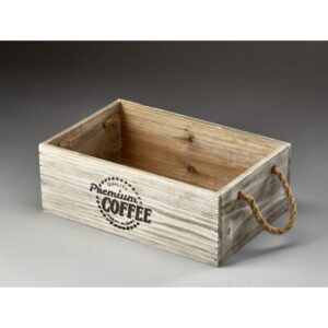 Rectangular Wooden Container with Rope Ear Handles