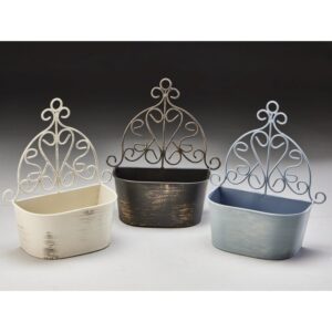 Metal "Wall" Basket with Scroll Design