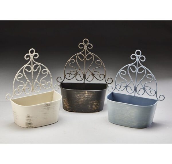 Metal "Wall" Basket with Scroll Design
