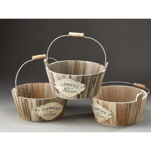 Round Wooden Container w/Drop Handle