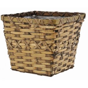Brown Stain Faux Rattan Square Planter - Fits 8"