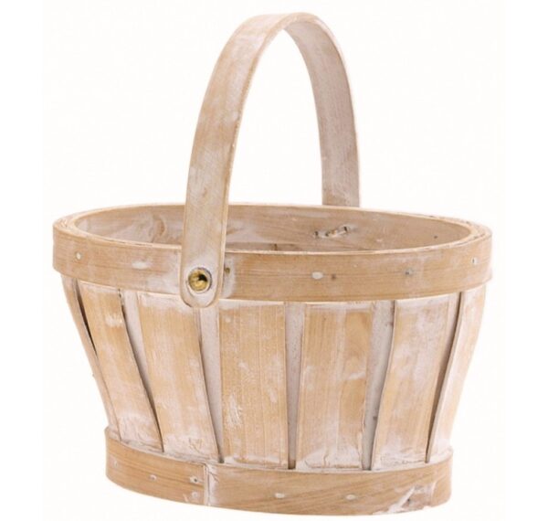 Oval Whitewashed Woodchip Single with Drop Handle