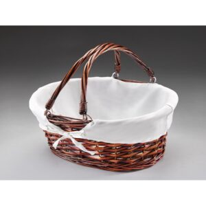 Brn Stain Willow with Fabric Lining and Double Drop-Down Handles