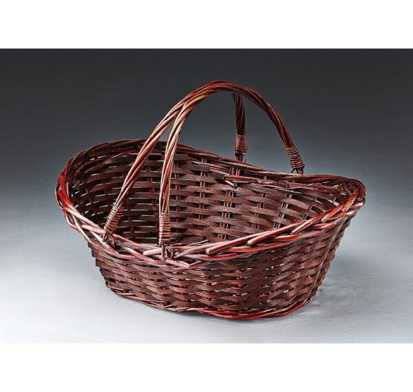 Brown Stain Oval Willow with Double Drop Handles