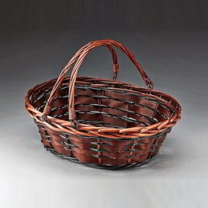 Brown Stain Oval Willow with Double Drop Handles