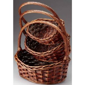 Set of 3 Brown Stain Oval Willow
