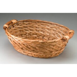 Brown Stain Oval Split Willow Tray with Wooden Ear Handles