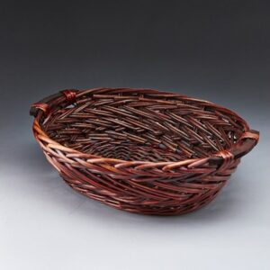 Brown Stain Oval Willow Tray with Wooden Ear Handles