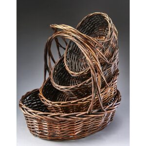 Brown Stain Oval Willow Set of 4