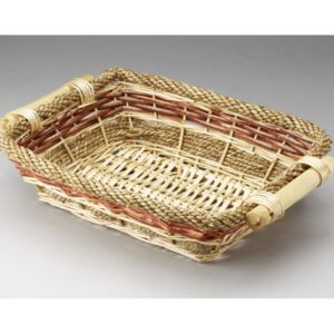 Rectangular Willow and Rope Tray with Wooden Ear Handles