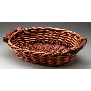 Oval Willow Tray with Wooden Ear Handles; Brown Stain