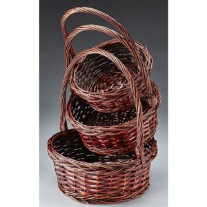 Brown Stain Round Willow Set of 3