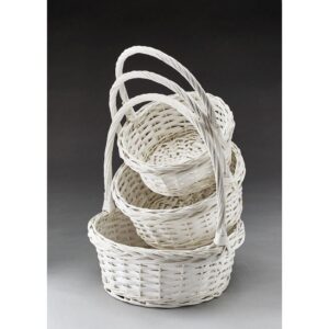 Round Willow Set of 3 Painted White