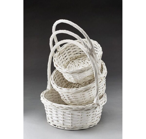 Round Willow Set of 3 Painted White