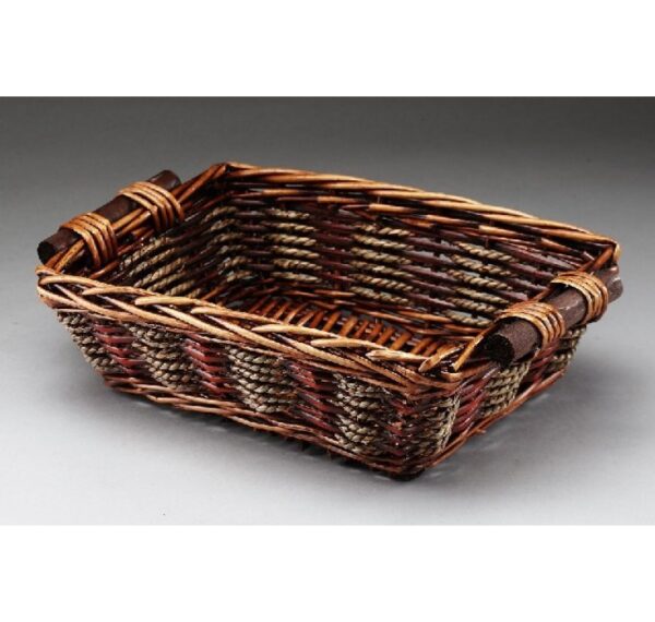 Willow and Rope Tray with Wooden Ear Handles