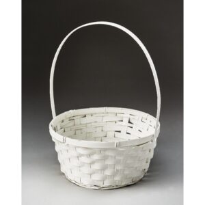 Rnd Bamboo Basket Painted White