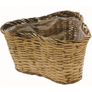 Triple Bamboo Planter; Brown Stain