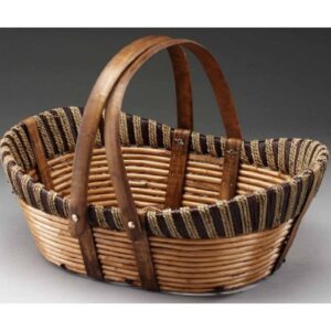 15" Willow, Wood, and Rope Oval Basket with Drop Handles