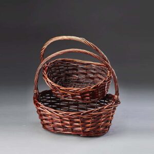 Set of 2 Brown Stain Oval Willow
