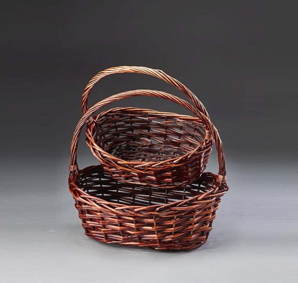 Set of 2 Brown Stain Oval Willow