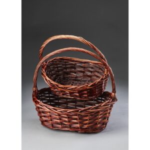 Set of 2 Brown Stain Oval Willow