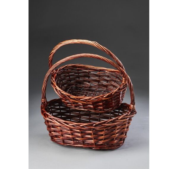 Set of 2 Brown Stain Oval Willow