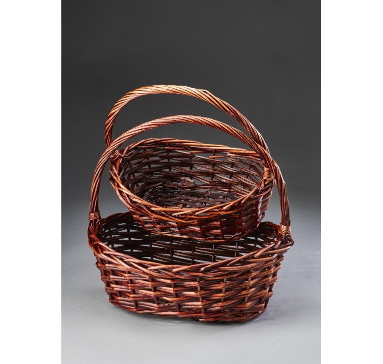 Set of 2 Brown Stain Oval Willow