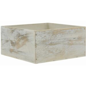White Washed Square Wooden Container
